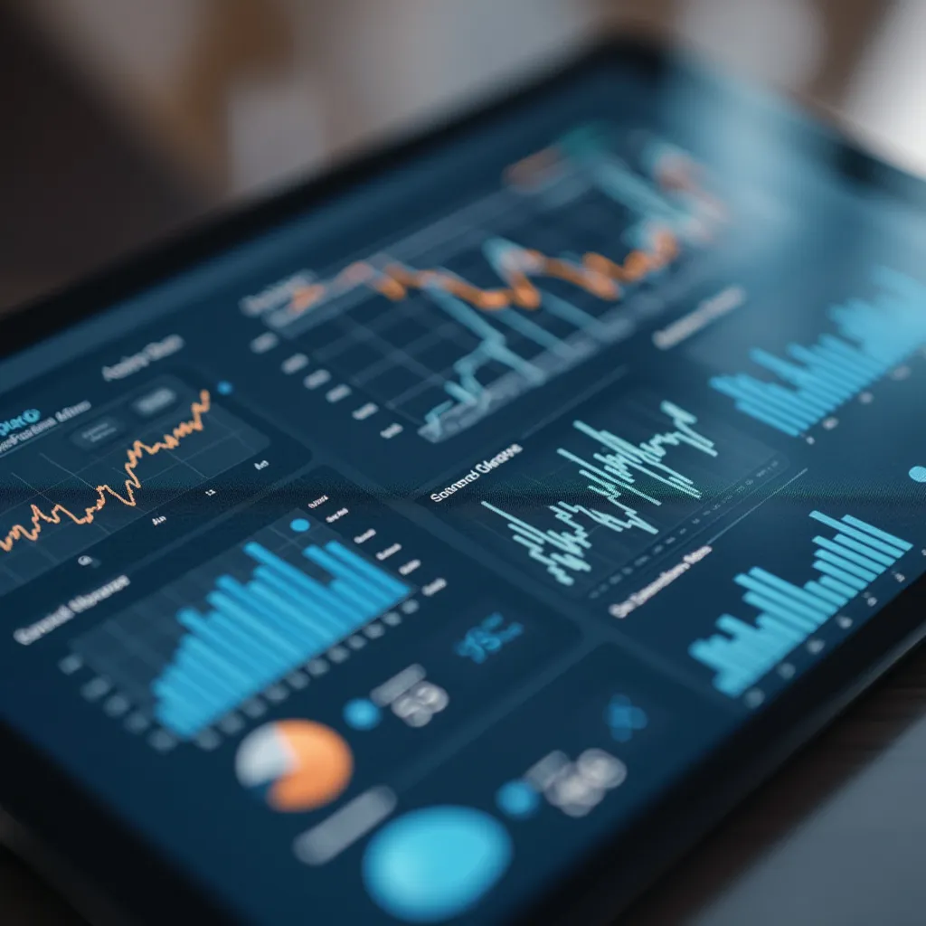 Close-up of data analytics dashboard